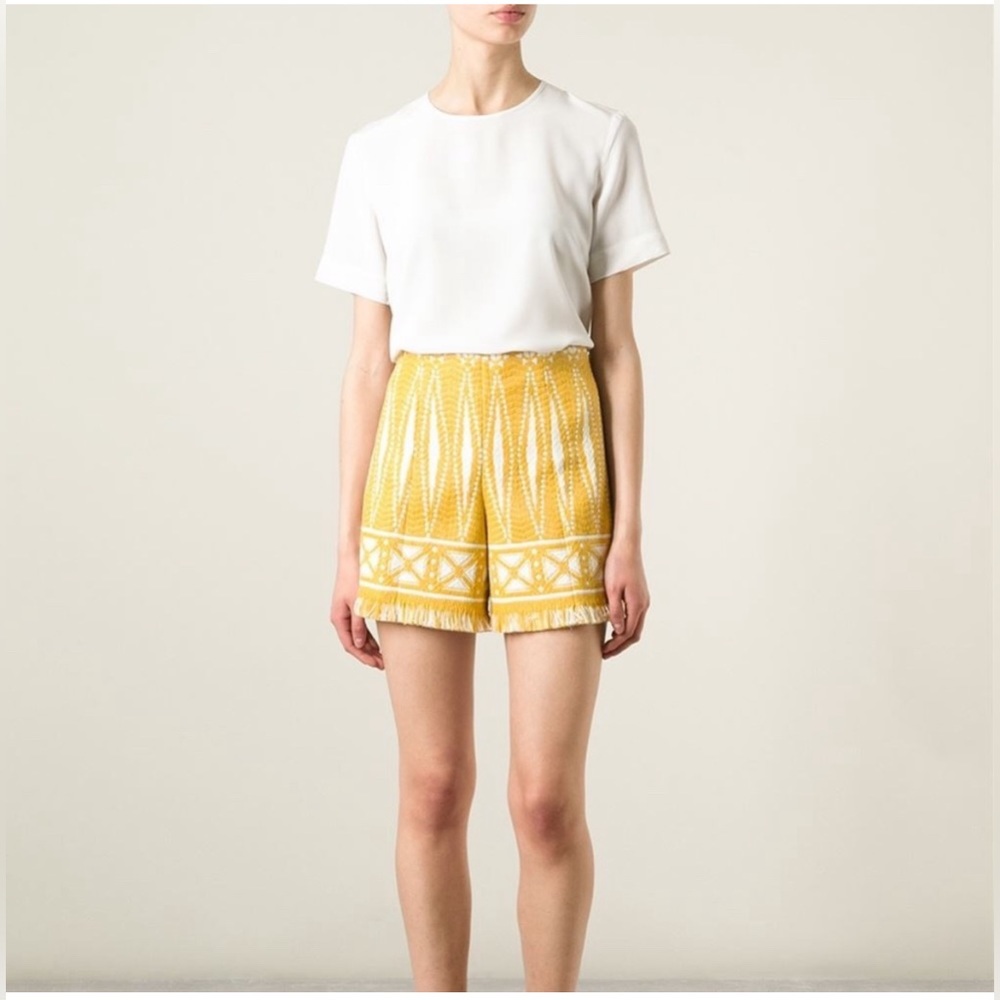 Tory Burch High Waist Yellow and Cream Shorts